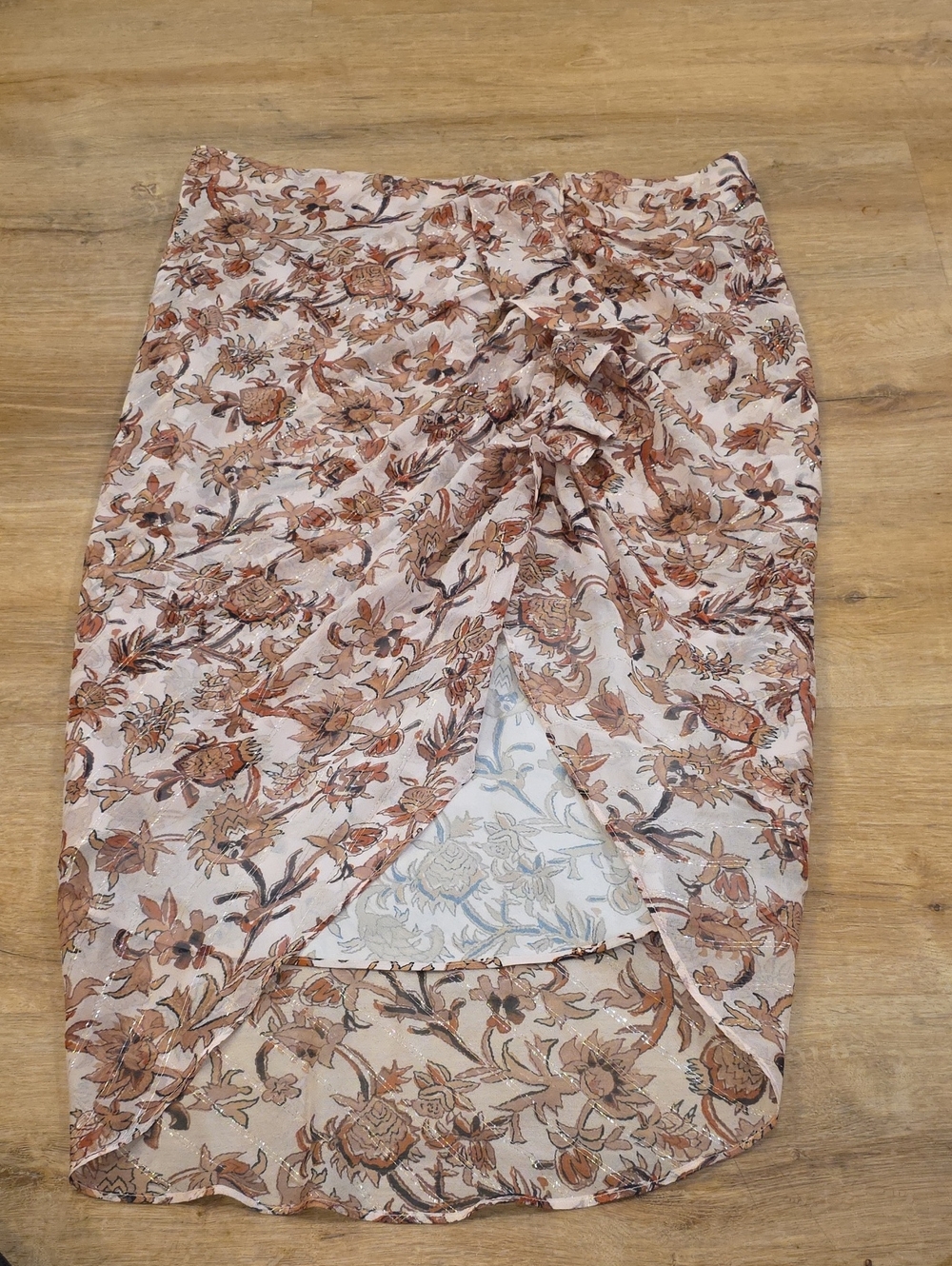 Veronica Beard Sz 14 Floral Ruched Front Women’s Skirt in Blush Brown